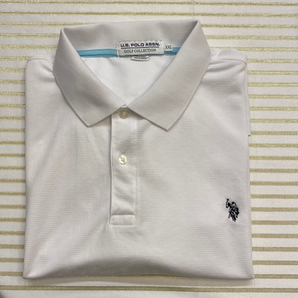 U.S.Polo Assn. Golf collection white Big & Tall ribbed polo stretch size XXL 🌞
